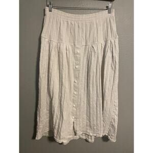 Vintage Cherisa Skirt Womens Large White Knit Button Front Pull On Coastal 90s